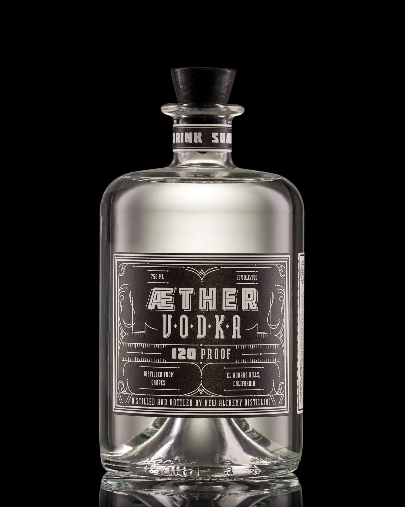 A bottle of Aether Vodka